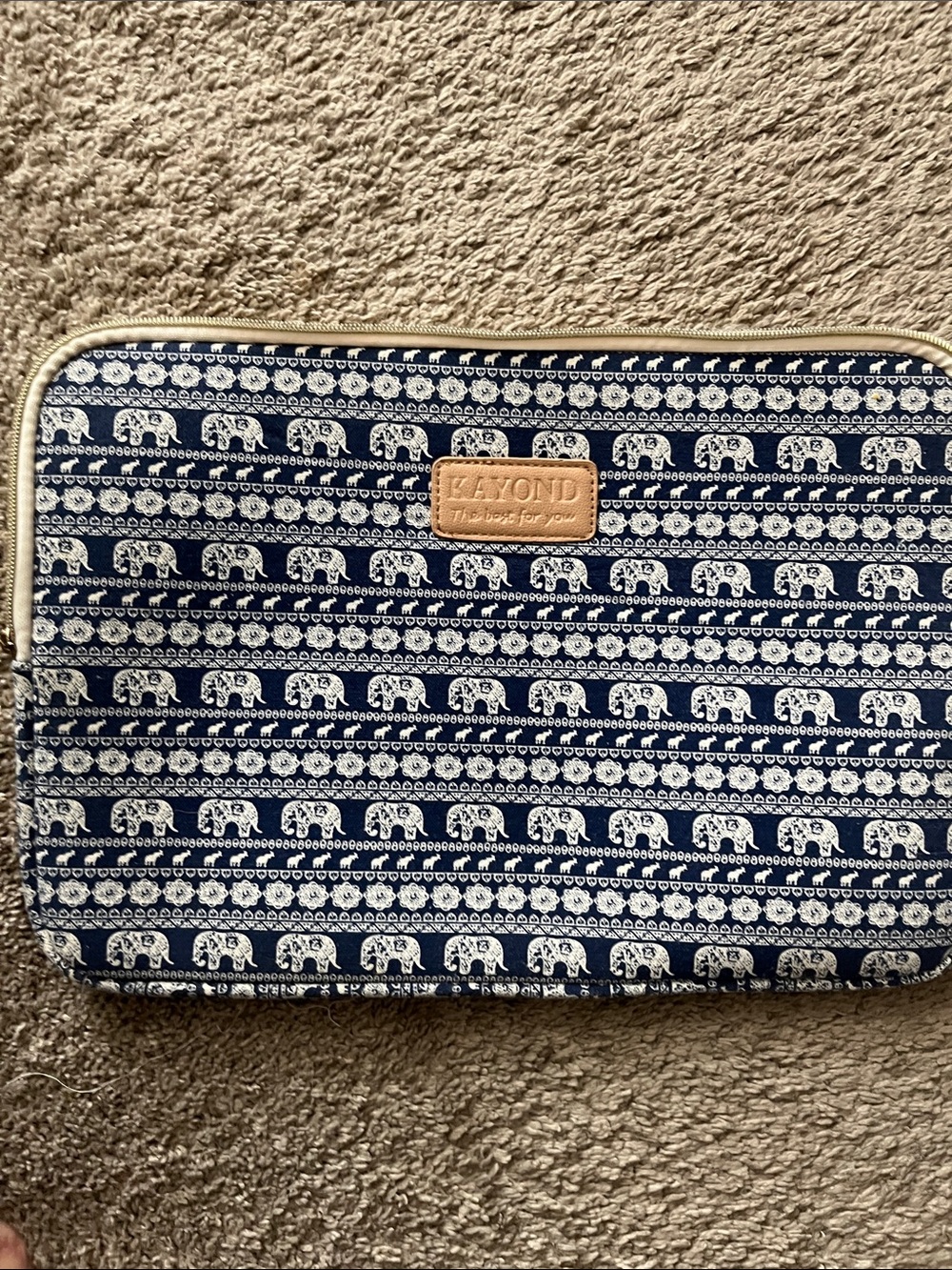 Navy Elephant Print Laptop Sleeve BRAND NEW